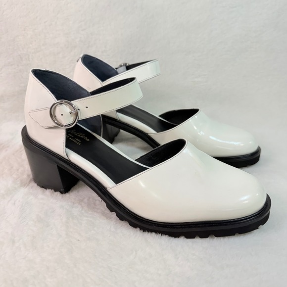Seychelles White Patent Leather Mary Jane Lug Sole Block 3